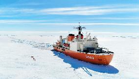 Icebreaker Shirase off Japan Antarctic base