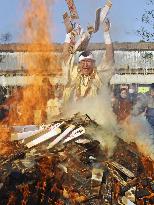 Charm burning ritual at eastern Japan temple