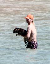 Heidi Klum, Tom Kaulitz and Bill Kaulitz in St Barths - France