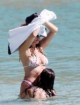 Heidi Klum, Tom Kaulitz and Bill Kaulitz in St Barths - France