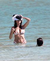 Heidi Klum, Tom Kaulitz and Bill Kaulitz in St Barths - France