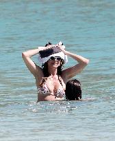 Heidi Klum, Tom Kaulitz and Bill Kaulitz in St Barths - France