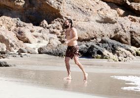 Heidi Klum, Tom Kaulitz and Bill Kaulitz in St Barths - France