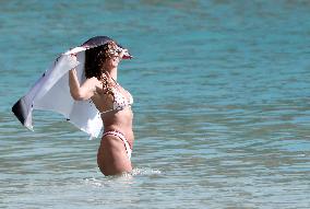 Heidi Klum, Tom Kaulitz and Bill Kaulitz in St Barths - France