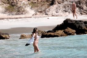 Heidi Klum, Tom Kaulitz and Bill Kaulitz in St Barths - France