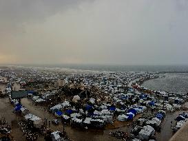 Gaza Seaport Storm Makeshift Tents