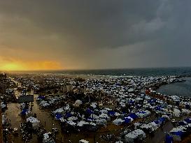 Gaza Seaport Storm Makeshift Tents