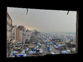 Gaza Seaport Storm Makeshift Tents