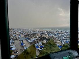 Gaza Seaport Storm Makeshift Tents