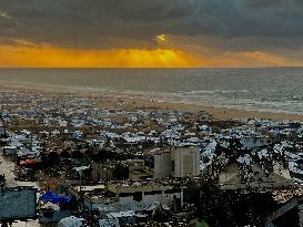 Gaza Seaport Storm Makeshift Tents
