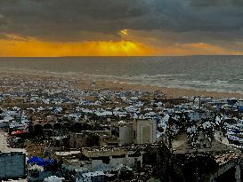 Gaza Seaport Storm Makeshift Tents