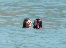 Heidi Klum, Tom Kaulitz and Bill Kaulitz in St Barths - France