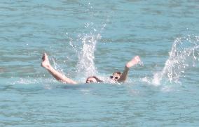 Heidi Klum, Tom Kaulitz and Bill Kaulitz in St Barths - France