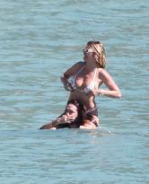 Heidi Klum, Tom Kaulitz and Bill Kaulitz in St Barths - France