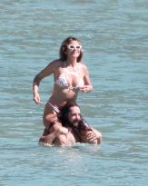 Heidi Klum, Tom Kaulitz and Bill Kaulitz in St Barths - France