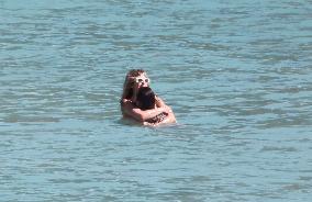 Heidi Klum, Tom Kaulitz and Bill Kaulitz in St Barths - France