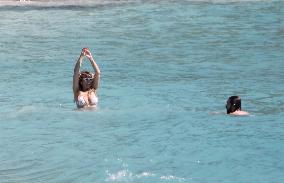 Heidi Klum, Tom Kaulitz and Bill Kaulitz in St Barths - France