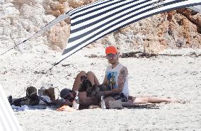 Heidi Klum, Tom Kaulitz and Bill Kaulitz in St Barths - France
