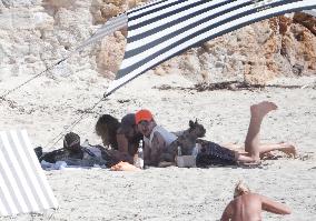 Heidi Klum, Tom Kaulitz and Bill Kaulitz in St Barths - France
