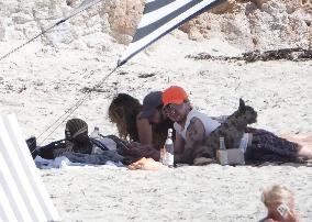 Heidi Klum, Tom Kaulitz and Bill Kaulitz in St Barths - France