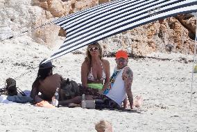 Heidi Klum, Tom Kaulitz and Bill Kaulitz in St Barths - France