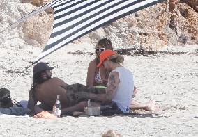 Heidi Klum, Tom Kaulitz and Bill Kaulitz in St Barths - France