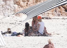 Heidi Klum, Tom Kaulitz and Bill Kaulitz in St Barths - France