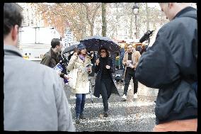 Exclusive - Rachida Dati At Monge Market Visit - Paris