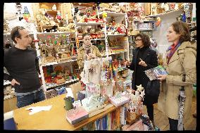 Exclusive - Rachida Dati At Monge Market Visit - Paris