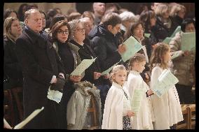 Exclusive - Rachida Dati At Christmas Family Mass - Paris