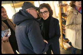 Exclusive - Rachida Dati At Monge Market Visit - Paris