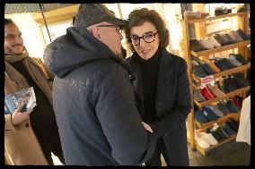 Exclusive - Rachida Dati At Monge Market Visit - Paris