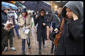 Exclusive - Rachida Dati At Monge Market Visit - Paris