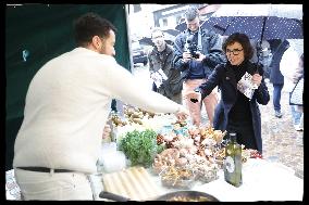 Exclusive - Rachida Dati At Monge Market Visit - Paris