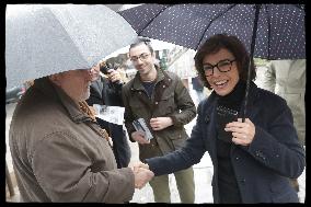 Exclusive - Rachida Dati At Monge Market Visit - Paris