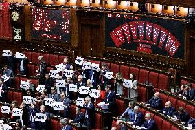 Protest In The Chamber Of Deputies During The Final Vote On The Budget Law - Rome