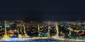 360-Degree Night Aerial View of Damascus