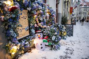 Holiday decorations in the Old Town of Tallinn