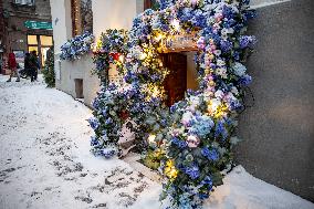 Holiday decorations in the Old Town of Tallinn