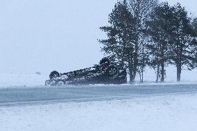 Slippery winter road