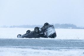 Slippery winter road