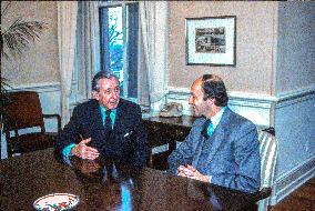 Regan Meets Fabius of France