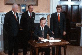 US President George HW Bush signs a Executive Order on Ethics Reform