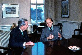 Regan Meets Fabius of France