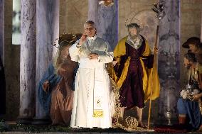 Pope Leo XIV Prays Before the Nativity Scene - Vatican