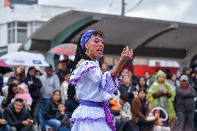 End of the year 'Desfile de Viudas' at the Multicolor Border Carnival in Ipiales, Colombia