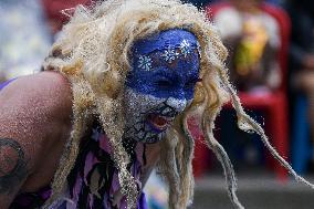 End of the year 'Desfile de Viudas' at the Multicolor Border Carnival in Ipiales, Colombia