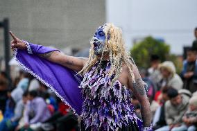 End of the year 'Desfile de Viudas' at the Multicolor Border Carnival in Ipiales, Colombia