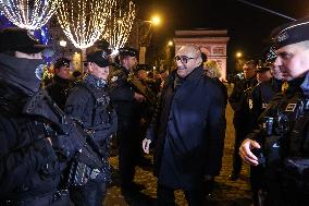 French Interior Minister Visits Law Enforcement Ahead Of New Year's Eve - France