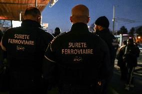 French Interior Minister Visits Law Enforcement Ahead Of New Year's Eve - France